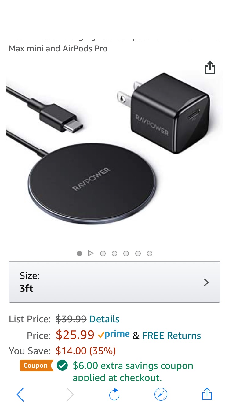 Amazon.com: RAVPower磁吸无线充电器含type c墙充
