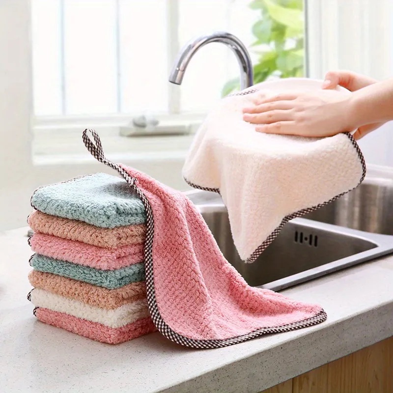 5pcs Absorbent Non Stick Oil Dishwashing Cloth Kitchen Specific Thickened Lint Free Table Wipes Hand Wipes Scouring Pads Cleaning Towels Mixed Colors - Home & Kitchen - Temu