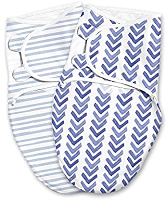 Amazon.com : SwaddleMe Original Swaddle Luxe Edition with Easy Change Zipper 2-pk, Watercolor Indigo, Small (0-3 Months, 7-14 lbs) : Baby睡袋