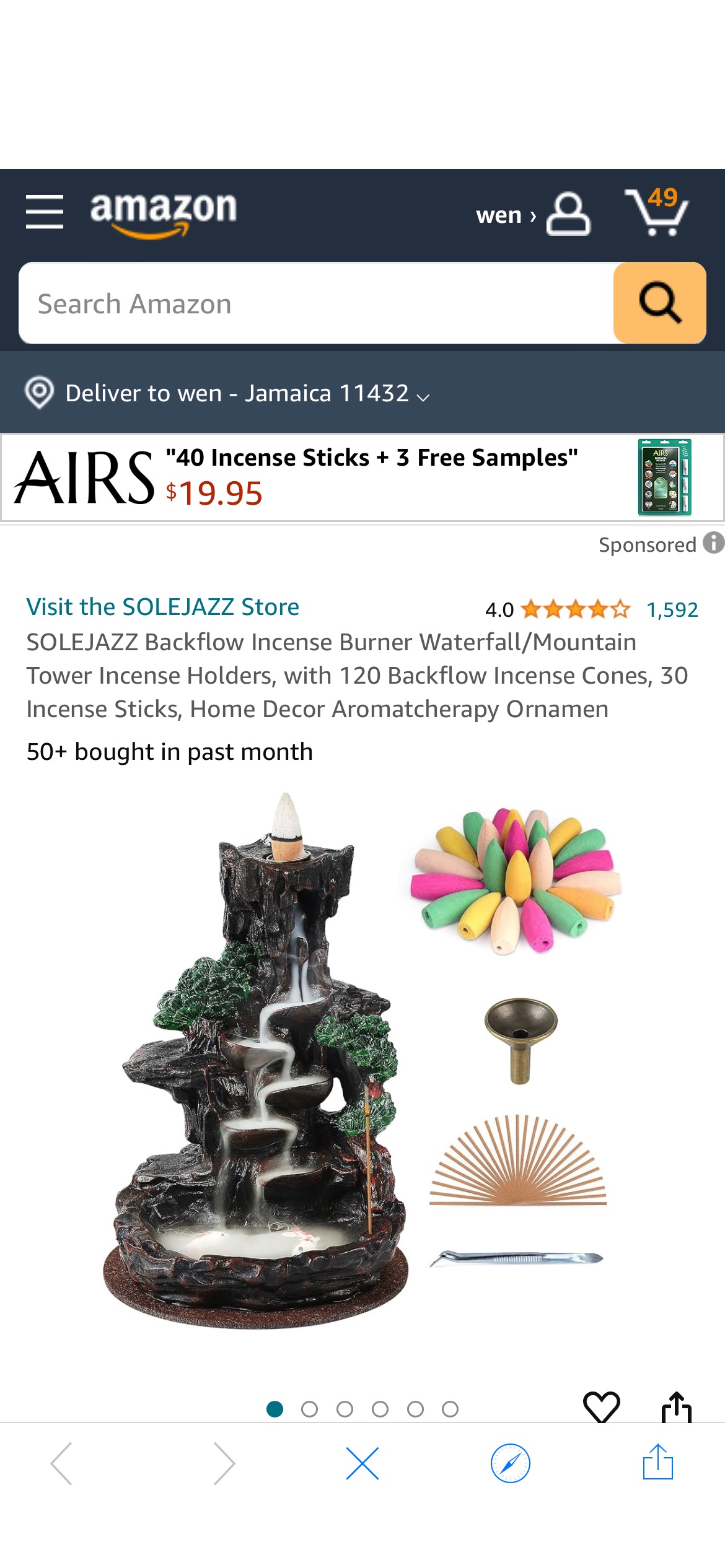 Amazon.com: SOLEJAZZ Backflow Incense Burner Waterfall/Mountain Tower Incense Holders, with 120 Backflow Incense Cones, 30 Incense Sticks, Home Decor Aromatcherapy Ornamen : Home & Kitchen