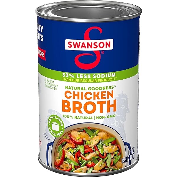 Amazon.com : Swanson Natural Goodness 33% Less Sodium Chicken Broth, 14.5 oz Can : Food Householdsupplies : Grocery & Gourmet Food