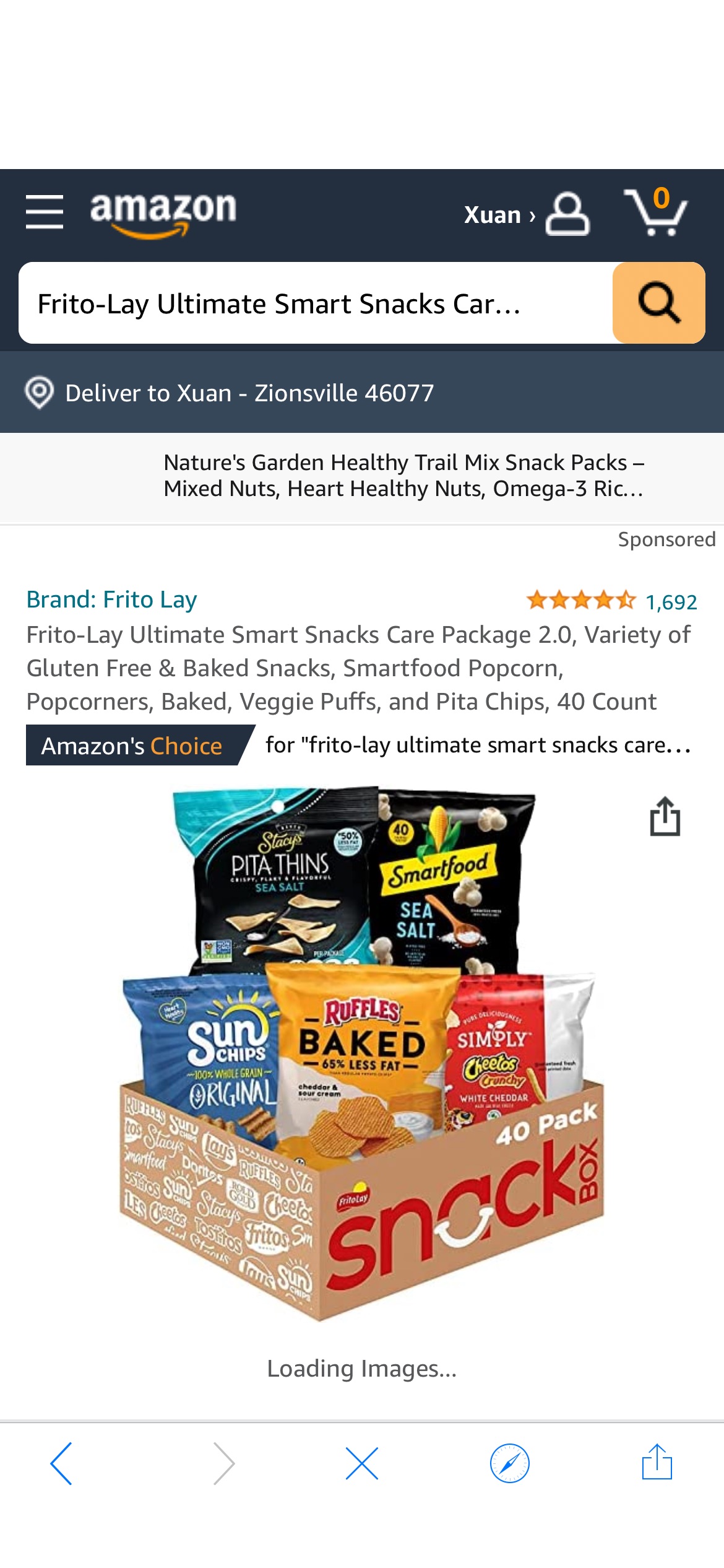Amazon.com零食大礼包 : Frito-Lay Ultimate Smart Snacks Care Package 2.0, Variety of Gluten Free & Baked Snacks, Smartfood Popcorn, Popcorners, Baked, Veggie Puffs, and Pita Chips, 40 Count