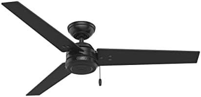 Hunter Cassius Indoor / Outdoor Ceiling Fan with Pull Chain Control, 52&quot;, Matte Black - Amazon.com