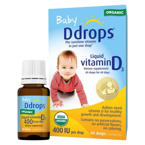 Ddrops 哺乳期婴儿维生素D3滴剂 400IU，0.06盎司