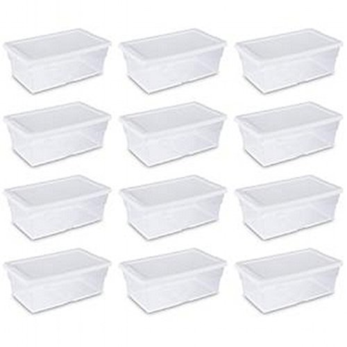 Amazon.com - Sterilite 16448012 16 Quart/15 Liter Storage Box, White Lid with Clear Base, 12-Pack - Lidded Home Storage Bins