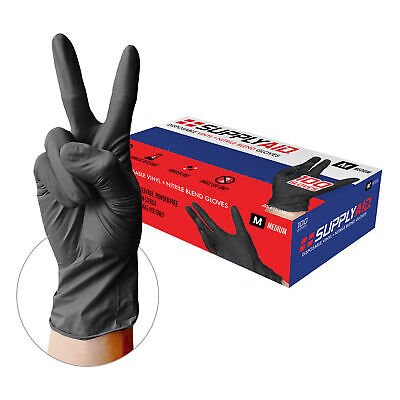 SupplyAID 3-Mil Vinyl + Nitrile Disposable Gloves 100-Count, Non-Sterile, Medium