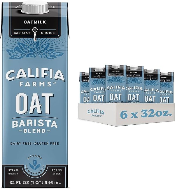 Califia Farms - Oat Barista Blend Oat Milk, 32 Oz (Pack of 6)