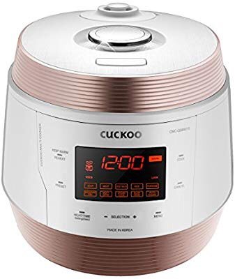 Cuckoo 8 in 1 Multi Pressure cooker (Pressure Cooker, Slow Cooker, Rice Cooker, Browning Fry, Steamer, Warmer, Yogurt Maker, Soup Maker) Stainless Steel, Made in Korea, White, CMC-QSB501S @ Amazon