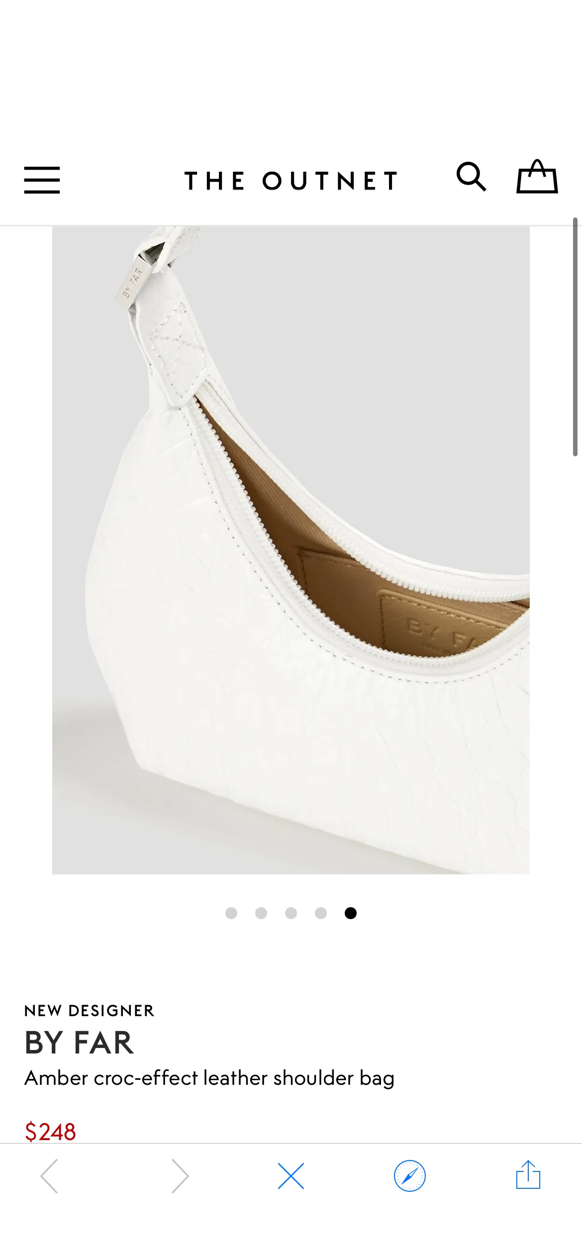 White Amber croc-effect leather shoulder bag | BY FAR | THE OUTNET