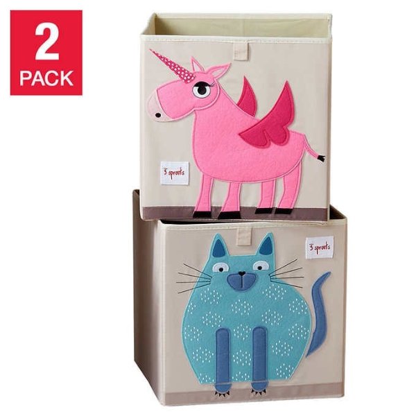 Storage Boxes, Cat & Unicorn, 2-pack