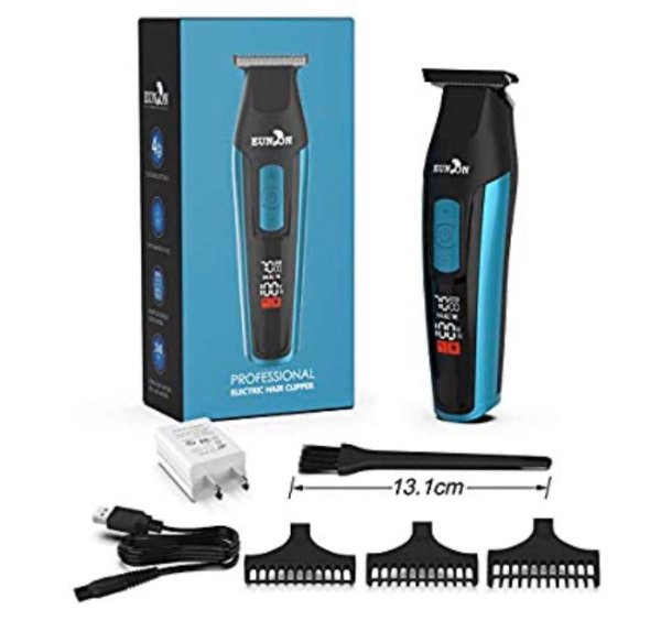 Eunon Pro Cordless Hair Clippers- Electric Rechargeable Hair Trimmer Haircut Kit with LCD Screen