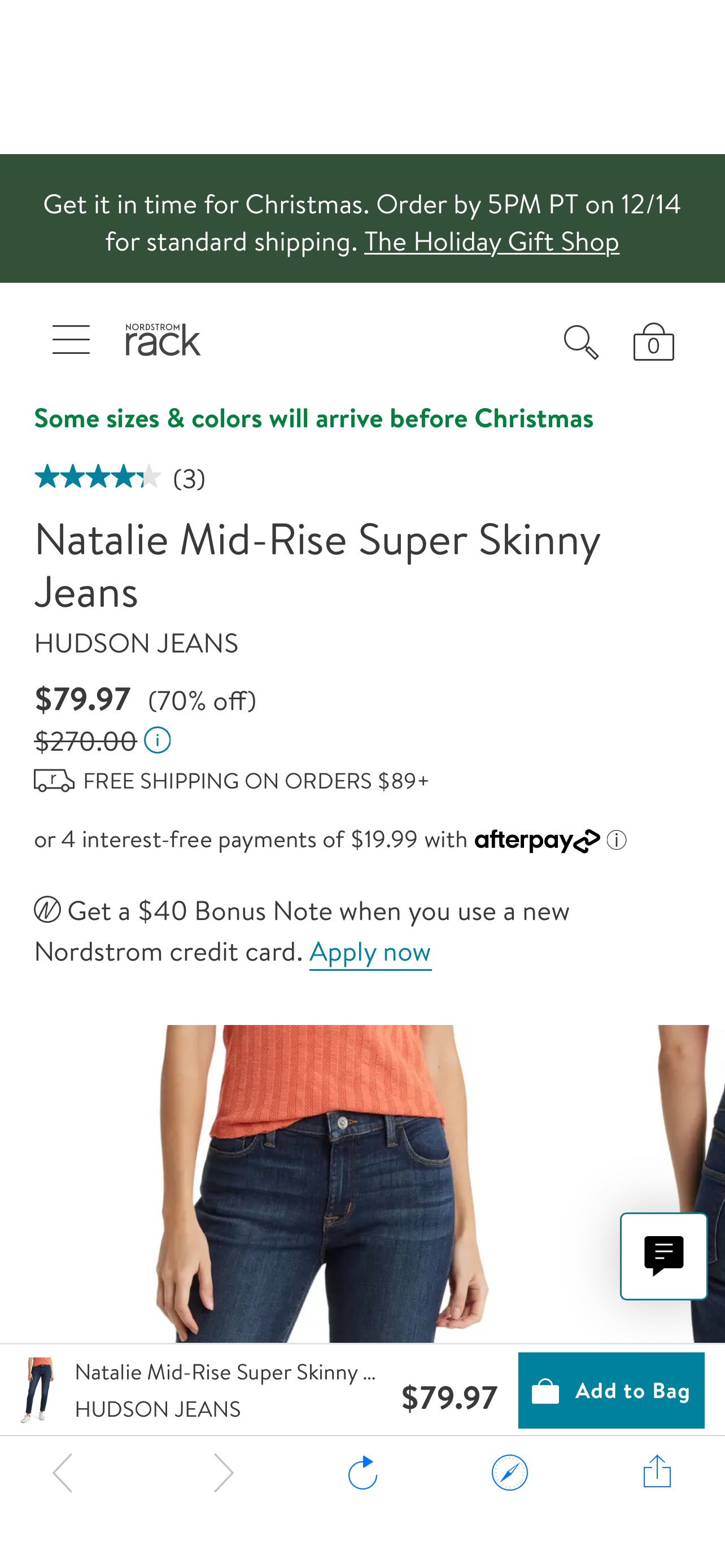 牛仔裤Hudson Jeans Natalie Mid-Rise Super Skinny Jeans | Nordstromrack