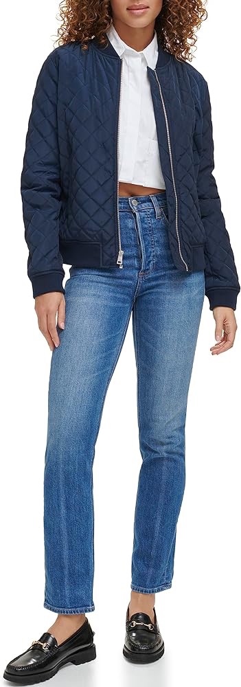 Levi's Women's Diamond Quilted Bomber Jacket, Navy