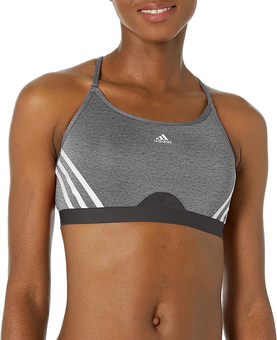 adidas Women's Training Light Support 3 Stripe Bra, Dark Grey, XX-Small C at Amazon Women’s Clothing store