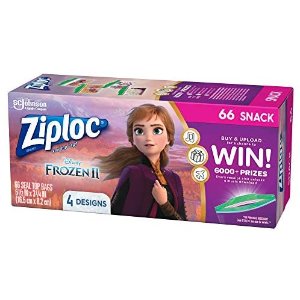 Ziploc Snack Bags, Easy Open Tabs, 66 Count- Featuring Disney's Frozen Design