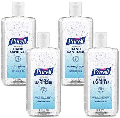Amazon.com: PURELL Advanced 免洗洗手液Refreshing Gel, Clean Scent, 1 Liter Flip Cap Bottle (Pack of 4)