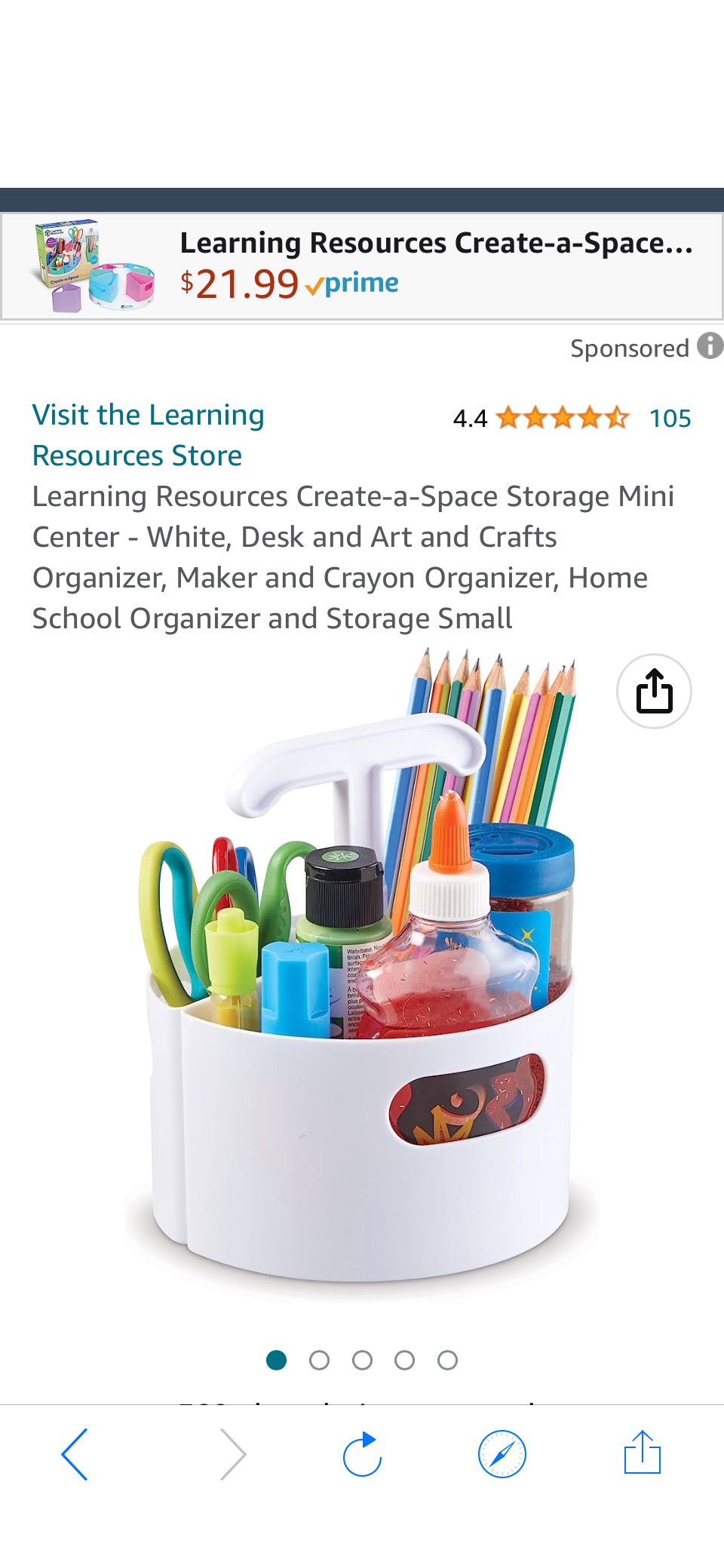 Amazon.com: Learning Resources Create-a-Space Storage Mini Center - White, Desk and Art and Crafts Organizer, Maker and Crayon Organizer, Home School Organizer and Storage Small : Arts, Crafts & Sewing原价11.99