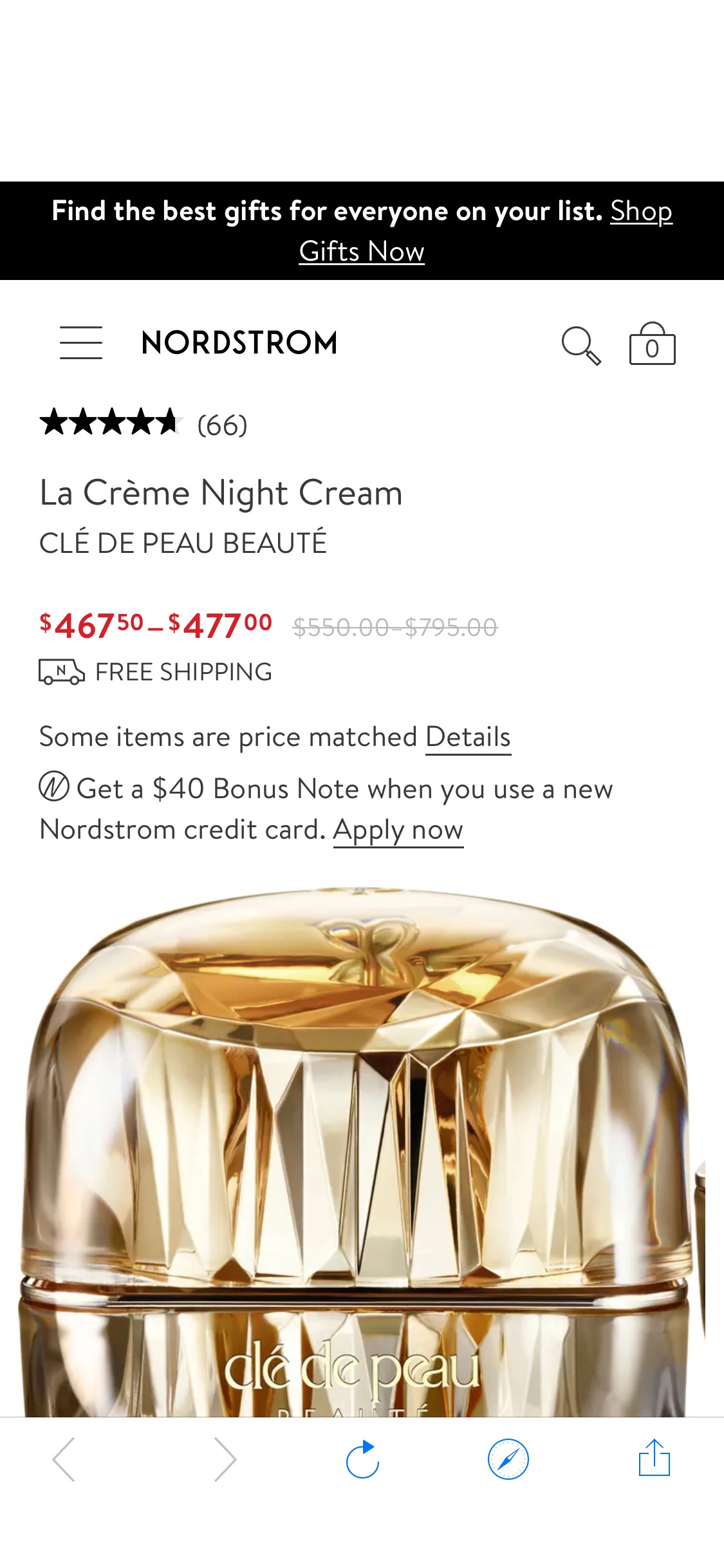Clé de Peau Beauté La Crème Night Cream | Nordstrom 大容量晚霜六折
