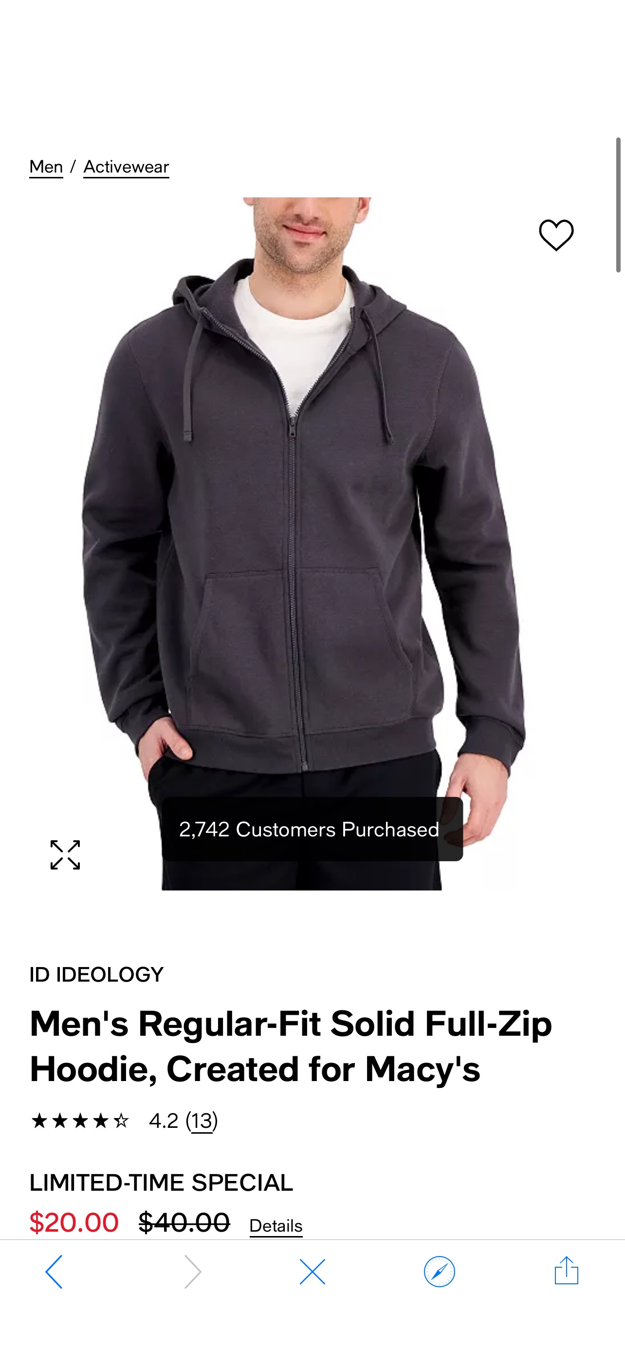 ID Ideology Men's Regular-Fit Solid Full-Zip Hoodie, Created for Macy's & Reviews - Activewear - Men - Macy's