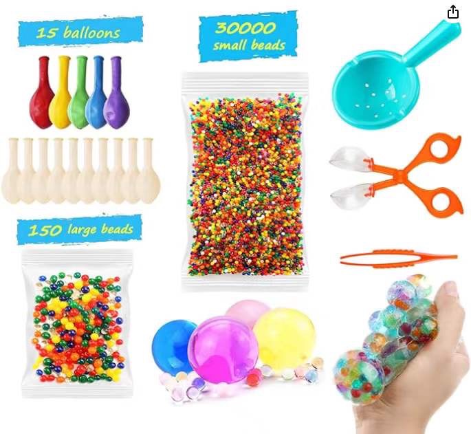 Amazon.com: Water Beads Pack, 30000 Small Water Beads and 150 Jumbo Water Beads, 15 Balloons,Water Gel Beads for Kid's Sensory Play and Home Decoration : Toys & Games
