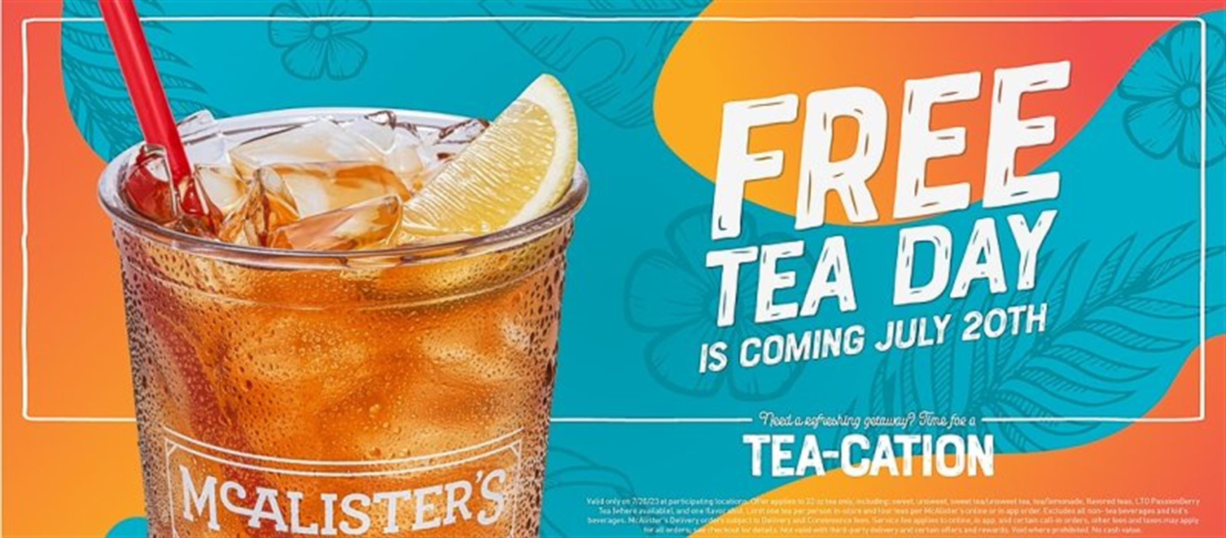 McAlister’s Free Tea Day 07/20/2023