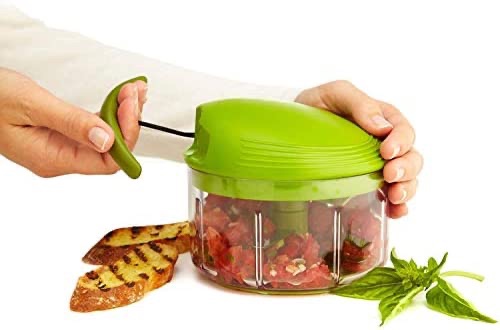 库恩瑞肯拉切菜刀/手动食品加工机与绳机制，绿色，2杯量。