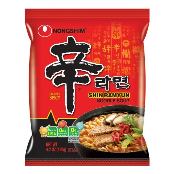 Shin Ramyun Spicy Beef Ramen Noodle Soup Pack, 4.2oz X 4 Count