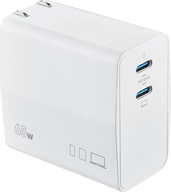 65W Dual Port USB-C Compact Wall Charger