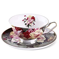Amazon.com: LIFVER 茶杯和茶碟套装