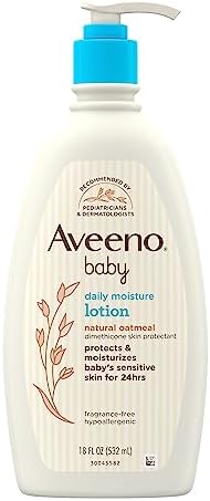 Amazon.com: Aveeno Baby Daily Moisture Moisturizing Lotion for Delicate Skin with Natural Colloidal Oatmeal &amp; Dimethicone, 18 fl. oz 