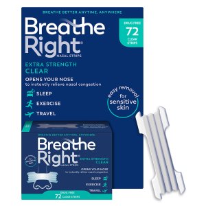 Breathe Right Extra Strength Nasal Strips for Sensitive Skin, Clear (72 ct.)