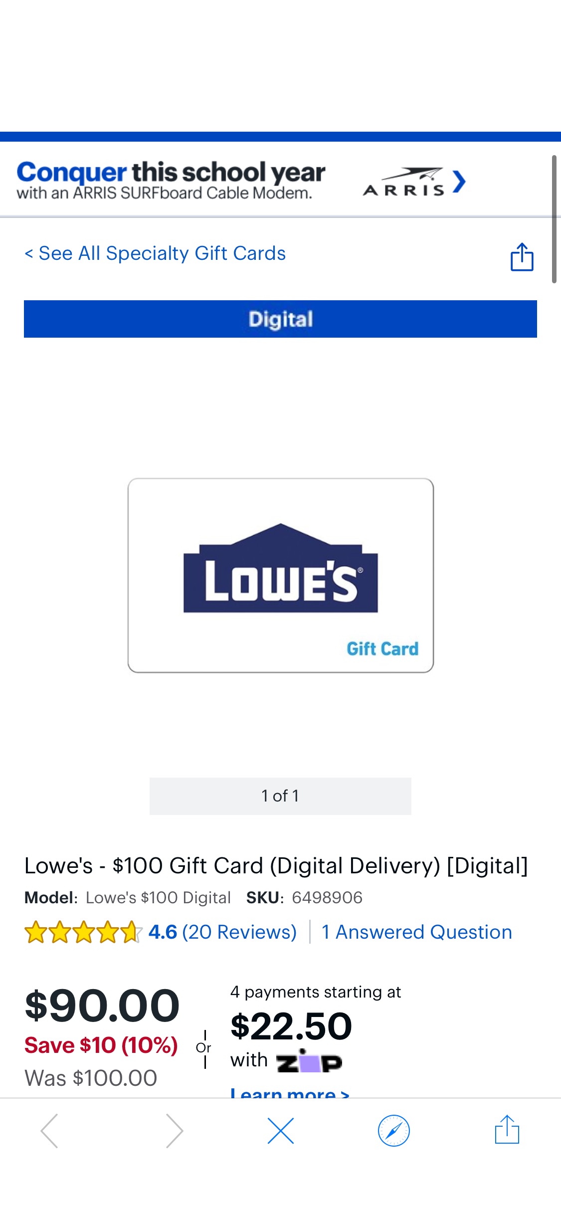 Lowe's $100 Gift Card (Digital Delivery) [Digital] Lowe's $100 Digital - Best Buy