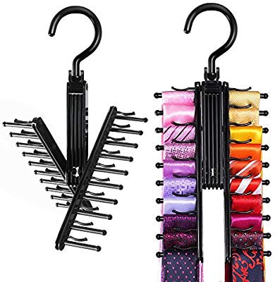 Amazon.com: IPOW Upgraded 2 PCS See Everything Cross X 20 Tie Rack Holder领带收纳