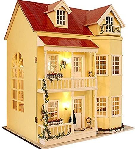 Flever Dollhouse Miniature DIY House Kit Manual Creative with Furniture for Romantic Artwork Gift-Great Villa (Fairy Homeland) 積木屋