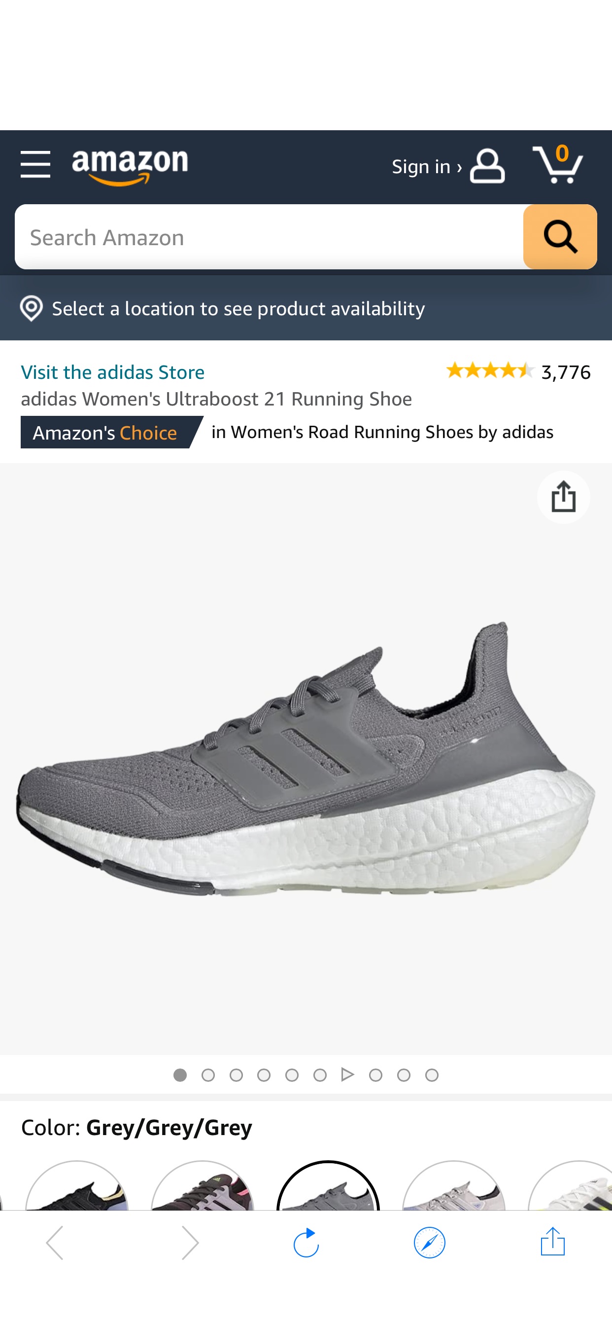 Amazon.com | adidas Women's Ultraboost 21 Running Shoe, Grey/Grey/Grey, 7 | Road Running