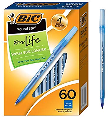 ＃1銷售圓珠筆 60支才 $2.98! BIC Round Stic Xtra Life Ballpoint Pen, Medium Point (1.0mm), Blue, 60-Count