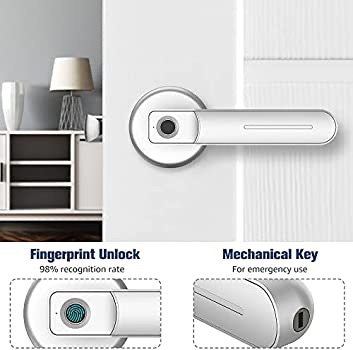 智能指纹锁Amazon.com: KPP Fingerprint Door Lock, Smart Lock Biometric Keyless Entry Door Handle, Safe Single-Cylinder Door Lock for Family Apartment Office (Silver): Home Improvement
