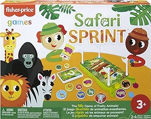Amazon.com: Mattel Games Safari Sprint Fisher-Price Kids Pre-School Game with Jungle-Themed Track, Hedgehog Pieces and Cards with African Animal Facts 