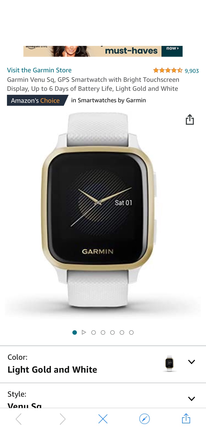 Amazon.com: Garmin Venu Sq, GPS Smartwatch with Bright Touchscreen 