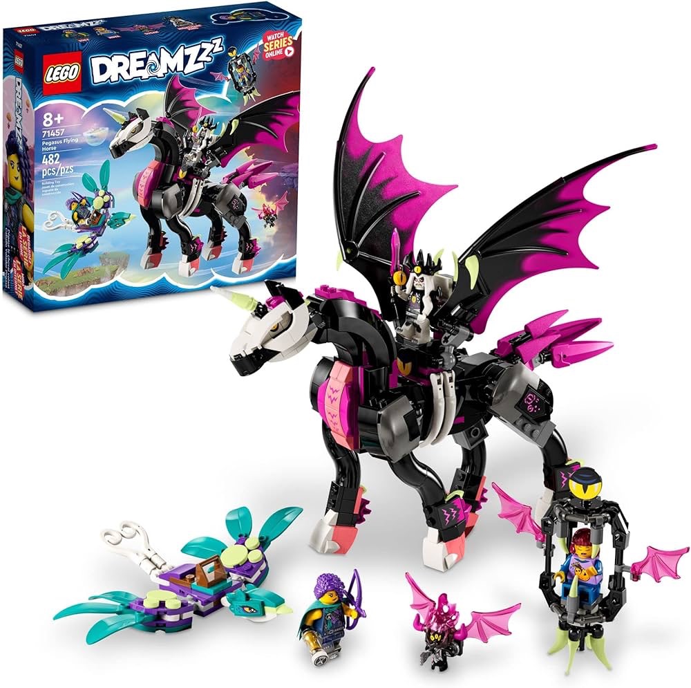 Amazon.com: LEGO DREAMZzz Pegasus Flying Horse 71457 Building Toy Set, Fantasy Action Figure Creature, Comes with 3 Minifigures Including The Nightmare King, Unique Birthday Gift for Girls and Boys Ag