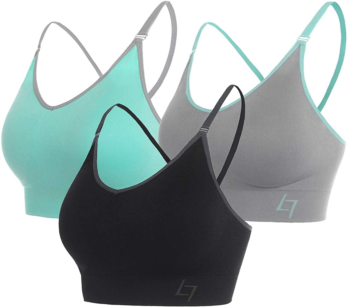 Amazon.com: FITTIN Cross-Over Sports Bra Pack of 3 - Padded Seamless Med Impact Support for Yoga Gym Workout Fitness Medium: Clothing内衣