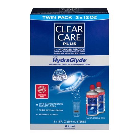 (2 Pack) Clear Care Plus With HydraGlyde Clean & Disanfecting Solution Twin Pack - 2 PK, 12.0 FL OZ