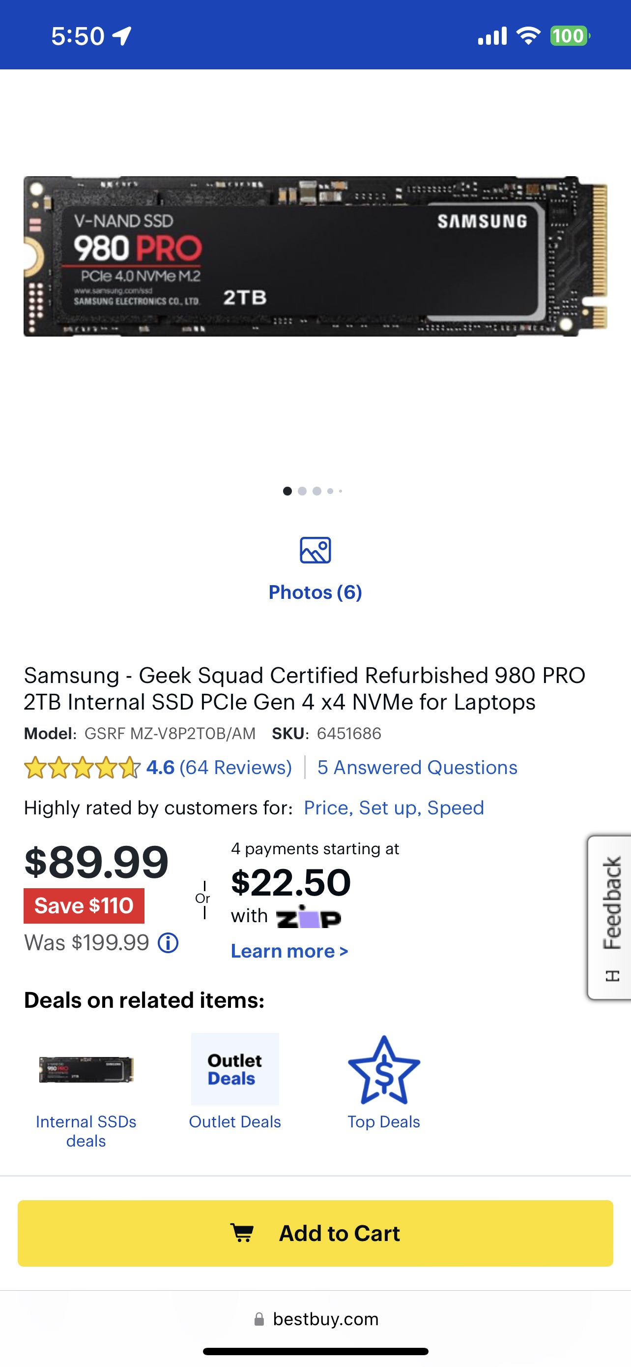 Samsung Geek Squad Certified Refurbished 980 PRO 2TB Internal SSD PCIe Gen 4 x4 NVMe for Laptops GSRF MZ-V8P2T0B/AM - Best Buy