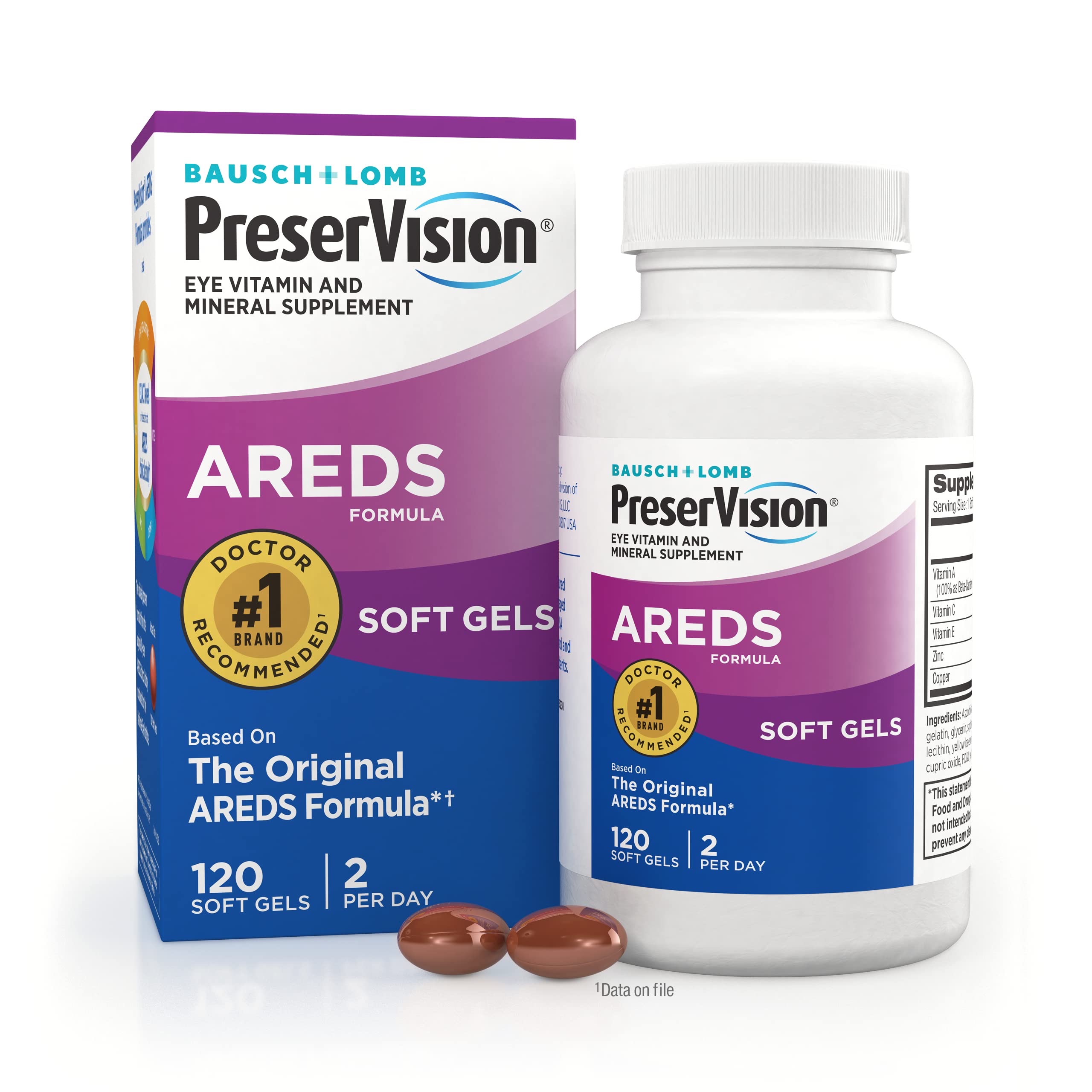 Amazon.com: PreserVision Eye Vitamin & Mineral Supplement, from Bausch + Lomb, 120 Count (Pack of 1) Packaging may vary : Health & Household保眼维他命