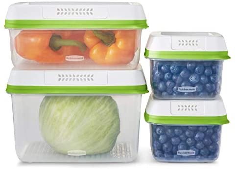 FreshWorks Produce Saver, Medium and Large Storage Containers, 8-Piece Set, Clear