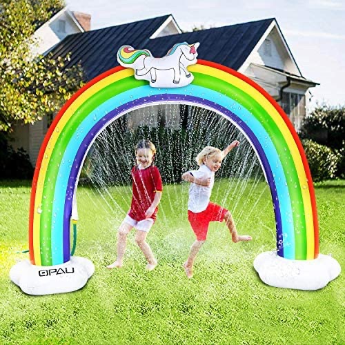 Amazon.com: QPAU Rainbow 喷水池Sprinkler for Kids , Outdoor Water Sprinkler Toys for Kids Toddlers Splash Pad: Toys & Games