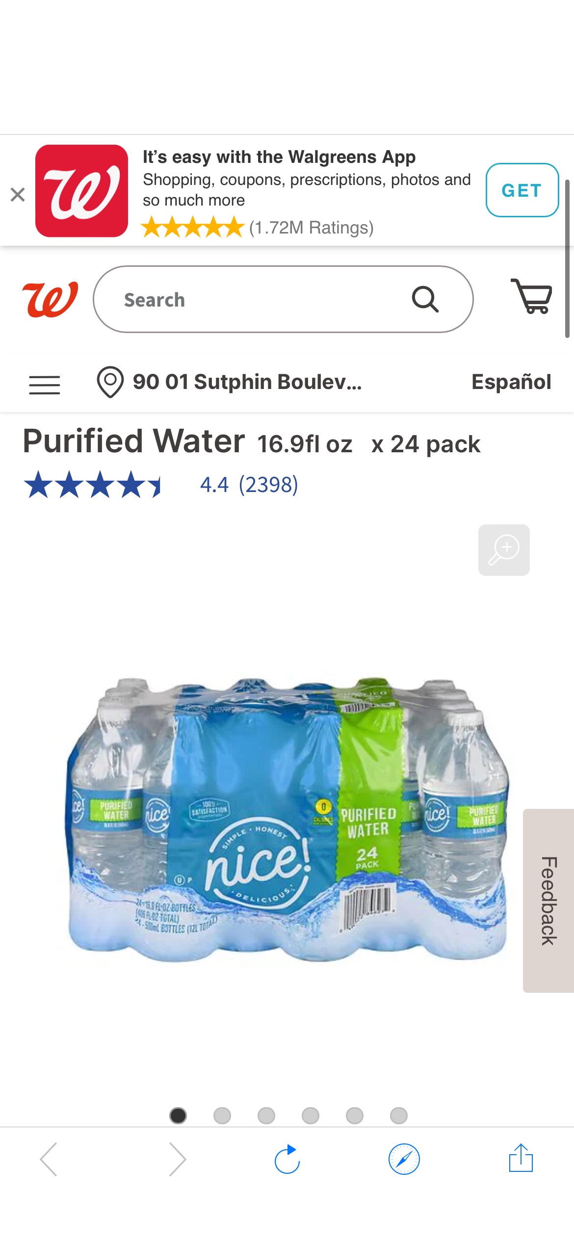 Nice! Purified Water 500mL - 24 Pack | Walgreens