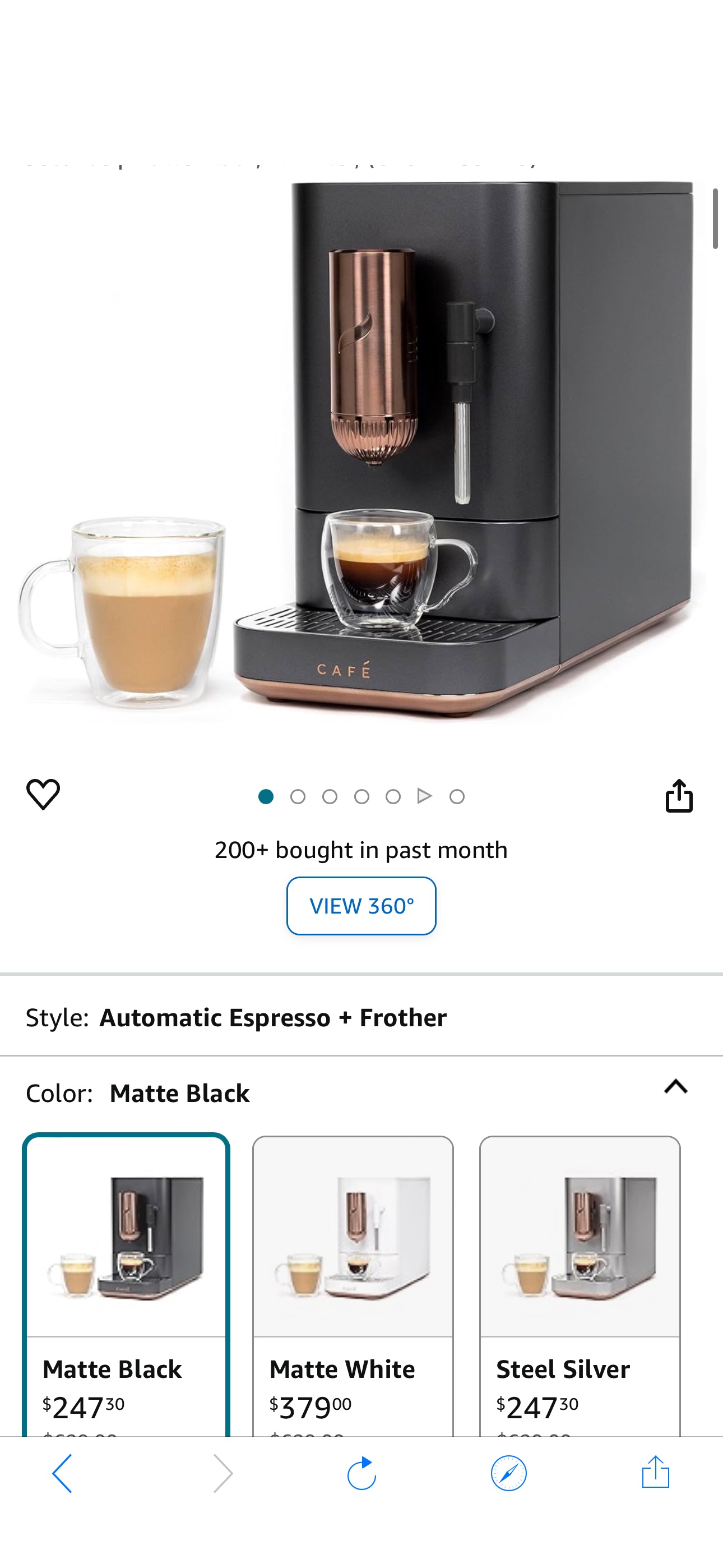 Amazon.com: Café Affetto Automatic Espresso Machine + Milk Frother | Built-In & Adjustable Espresso Bean Grinder | One-Touch Brew in 90 Seconds | Matte Black, 1.2 Liter, (C7CEBBS3RD3): Home & Kitchen