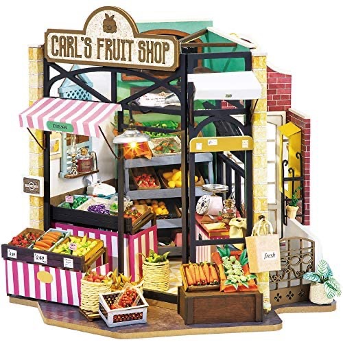 Rolife DIY Miniature Dollhouse Kit, Tiny House Kits DIY Craft Gifts for Adults and Kids to Build with Lights and Removable Model Plants(Carl's Fruit Shop) : 水果店