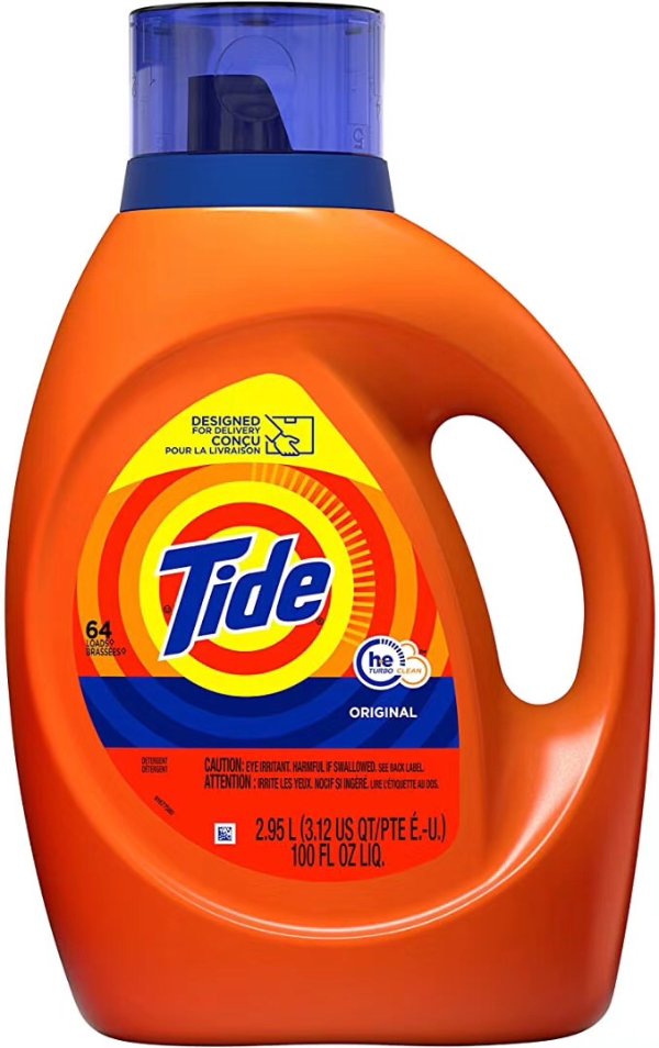 Laundry Detergent Liquid, Original Scent, HE Turbo Clean, 64 Loads
